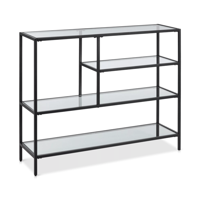 4-Shelf Tempered Glass and Metal Console Table