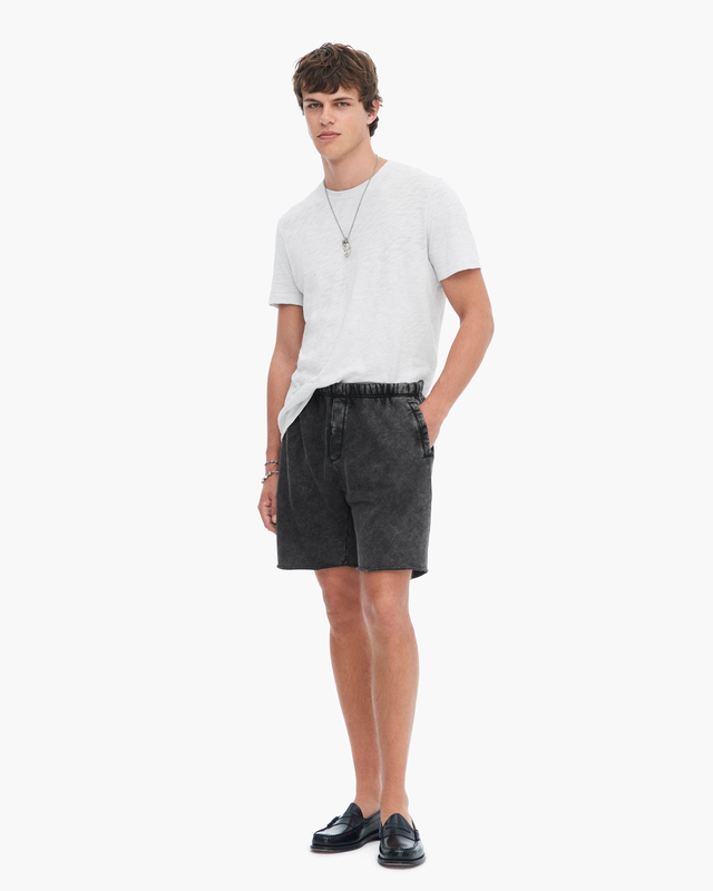 French Terry with Pigment Wash Cut Off Shorts - Black