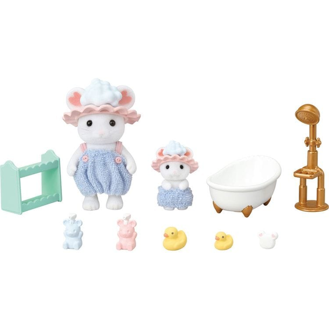 Calico Critters Bath Time Bubble Siblings Playset with 2 Collectible Doll Figures
