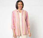 Denim & Co. Naturals Linen Blend Button-Front Tunic