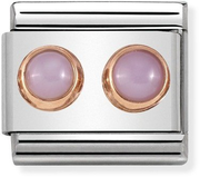 Rose Gold Pink Opal Double Stone Charm