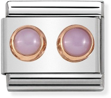 Rose Gold Pink Opal Double Stone Charm