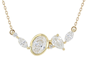 Mixed Shape White Lab-Grown Diamond H SI1 10K Yellow Gold Station Necklace 1.00ctw
