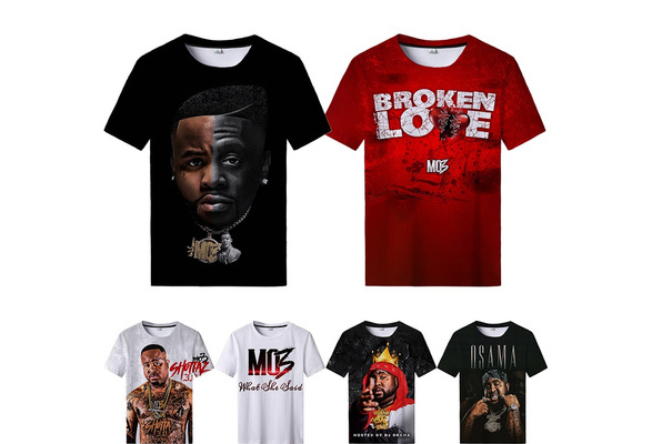 Summer Short-sleeved Top Mo3 Rap Printing T-shirt Hip-hop Street T-shirt Men and Women Sports T-shirt