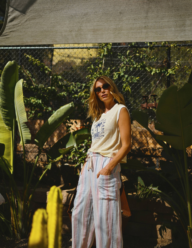 Sundry Rainbow Stripe Pant in Oyster