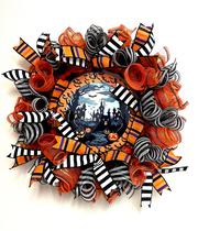 Halloween Spooky House Sign Wreath - Made By Designer Genine