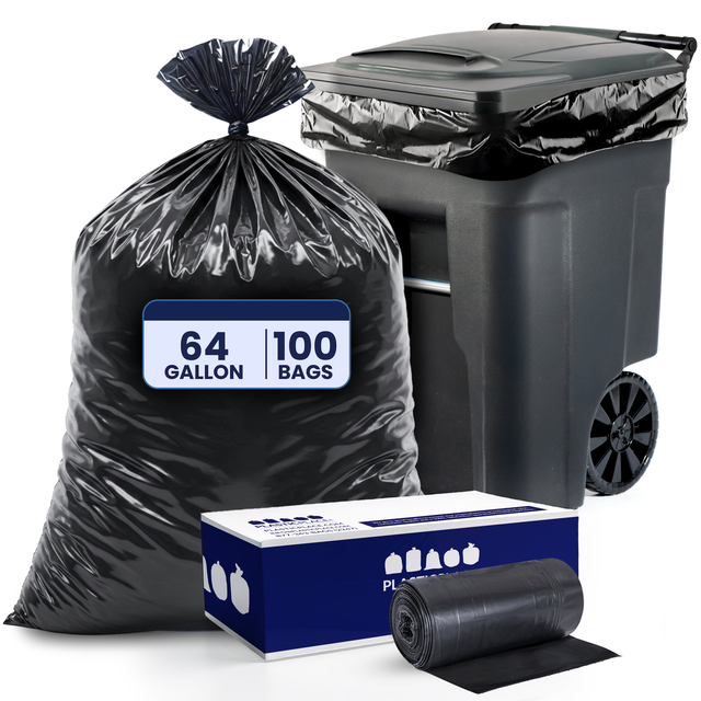 64 Gallon Toter® Compatible Trash Bags on Rolls - 1.2 Mil - 25/Case