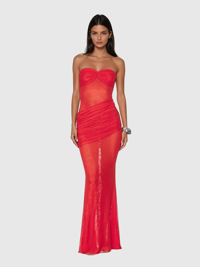 Kyrthos Strapless Ruched Maxi Dress