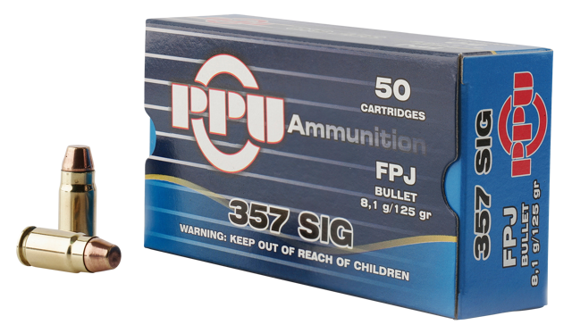 PPU PPH357S Handgun 357 Sig 125 GR Flat Point Jacketed 50 Bx/ 20 Cs