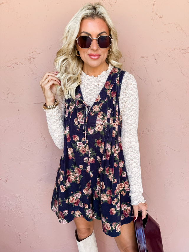 Impress Me Floral Pintuck Sleeveless Romper