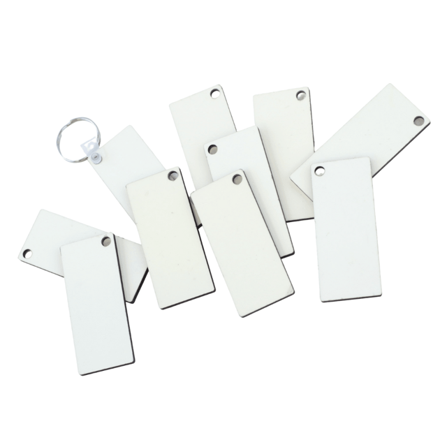 Sublimation Keychain Wooden Rectangle w/Keyring, 10 Count