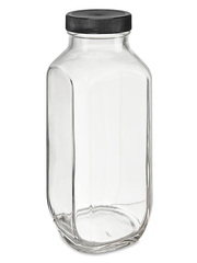 French Square Glass Jars Bulk Pack - 16 oz, Black Cap