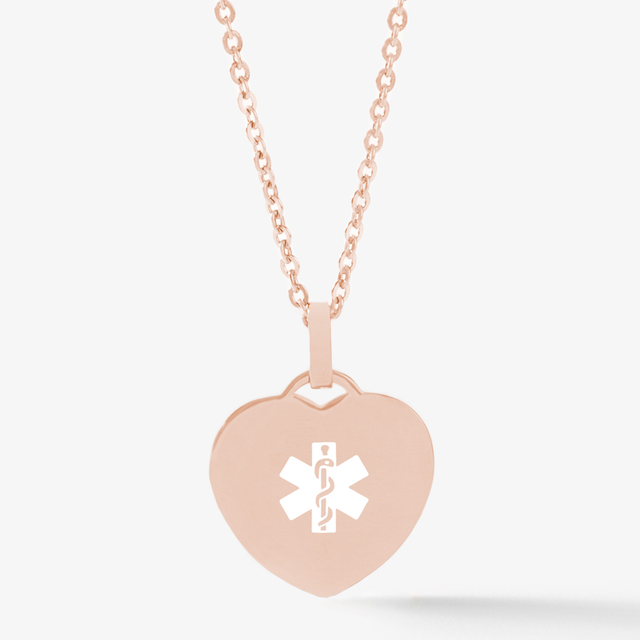 Heart and Oval Chain Necklace in Rose Gold