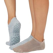 TAVI Women’s Savvy Grip Socks 2-Pack - Pilates Socks with Grips for Women, Slipper Socks for Pilates, Yoga, and Ballet - Shitake Geo/Mirage Heather, Medium