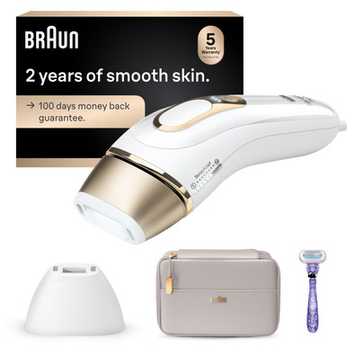 Braun Silk·expert Pro 5 IPL: Alternative to Laser Hair Removal with 2 Caps and Leather Pouch, PL5157