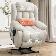 Infinite Position Dual Motor Power Lift Recliner Chair W/ Heat and Massage, Including Lumbar Pillow, Linen