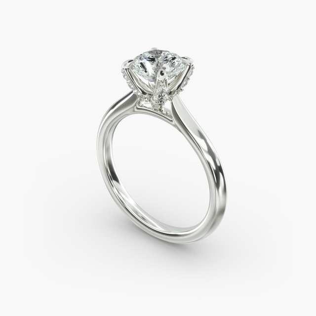 Knife Edge Solitaire Engagement Ring Diamond Tulip Head
