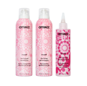 detox set | reset clarifying gel shampoo, cooling gel conditioner + pink charcoal scalp cleansing oil