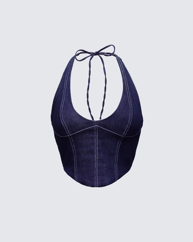 Harley Blue Denim Halter Top