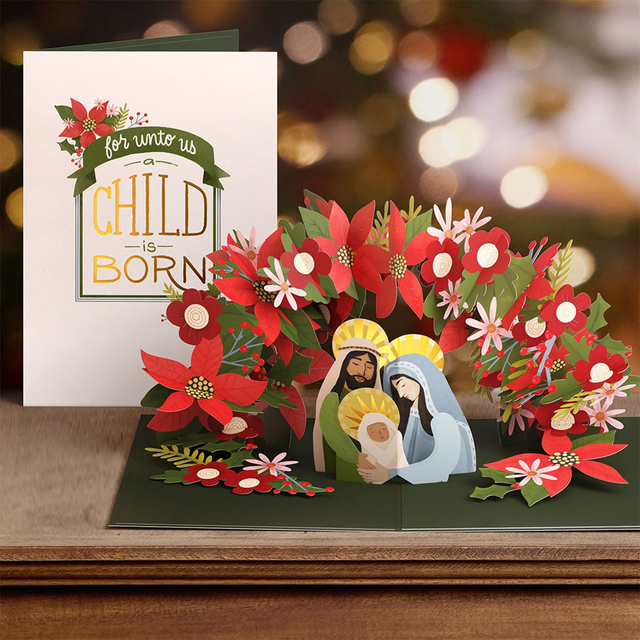 A Child Is Born Christmas Pop-Up Card