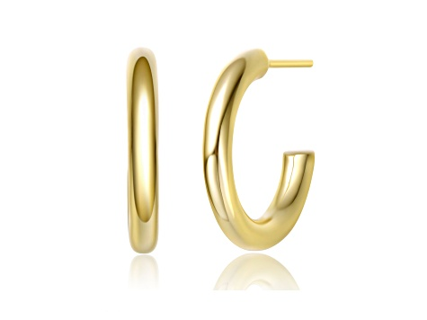 14K Gold Plated over Brass Open Thick Hoop Earrings