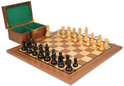 German Knight Staunton Chess Set Ebonized & Boxwood Pieces with Classic Walnut Board & Box - 2.75" King