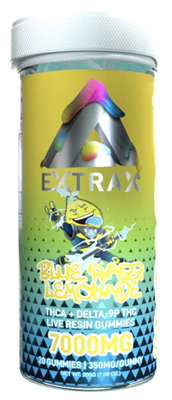 Delta Extrax Blue Razz Lemonade Adios Blend D9p/THCA Live Resin Gummies 7000MG