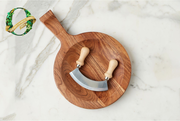 Italian Cutting Board Bowl with Mezzaluna Set, Small
