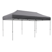 Outsunny 10' x 20' Pop Up Canopy Tent, Outdoor Easy up Tent with 3-Level Adjustable Height, Wheeled Carry Bag, Gray