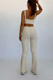 Beige Lined Flared Leggings