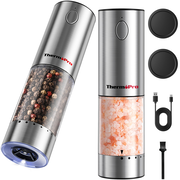 ThermoPro APG710-2 2-Pack Electric One-Handed Salt & Pepper Grinder Set