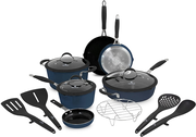 Paula Deen Family's New Hammered Aluminum Forged Savannah Blue 14pc Cookware Set