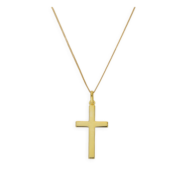 Large Gold Plated Sterling Silver Cross Pendant Necklace 16 - 32 Inches