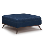 Owen Medium Square Table Ottoman in Distressed Vegan Leather