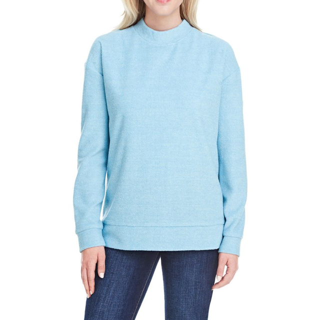 J America Ladies' Weekend French Terry Mock Neck Crew