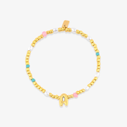 Initial Pearl & Seed Bead Stretch Bracelet