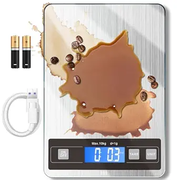 hito Food Scale 22lb Digital Kitchen Scale Rechargeable Waterproof Weight Grams and oz 1g/0.1oz Precise, for Weight Loss, Cooking and Baking, Ash Silver