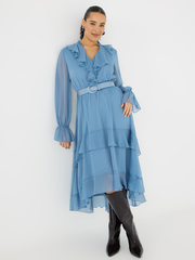 High-Low Ruffle Maxi Dress