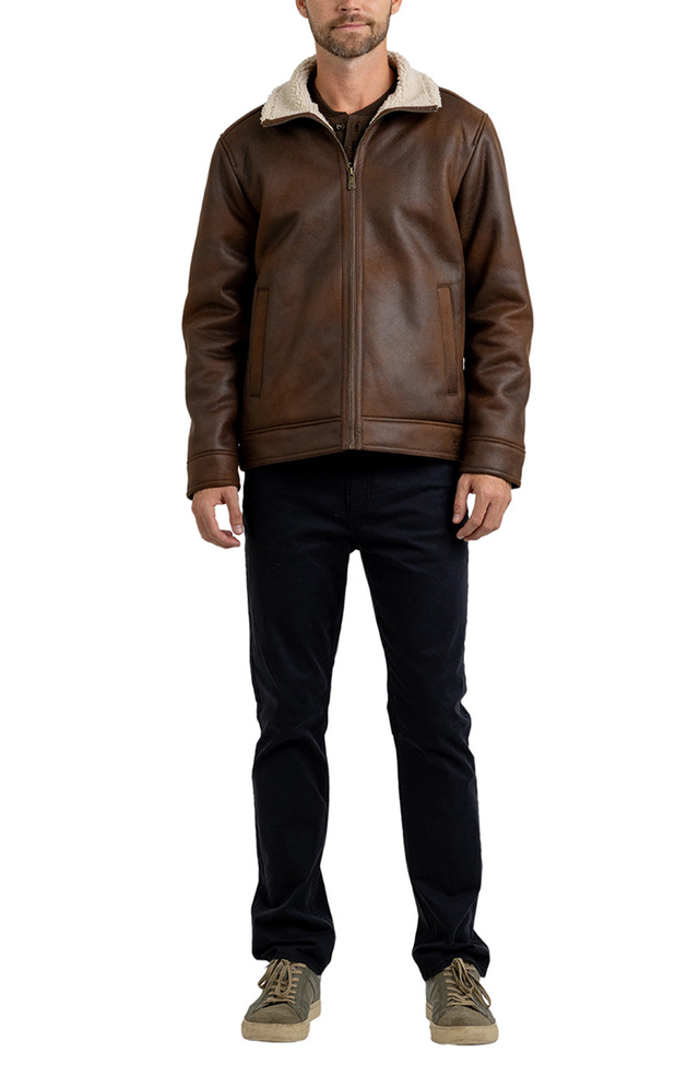 NUBUCK SHERPA LINED AVIATOR JACKET