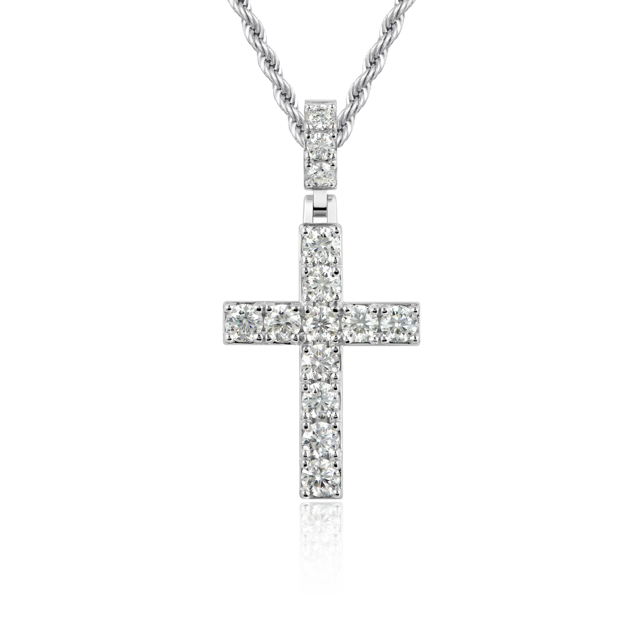 Solid Tennis Cross Pendant - Medium
