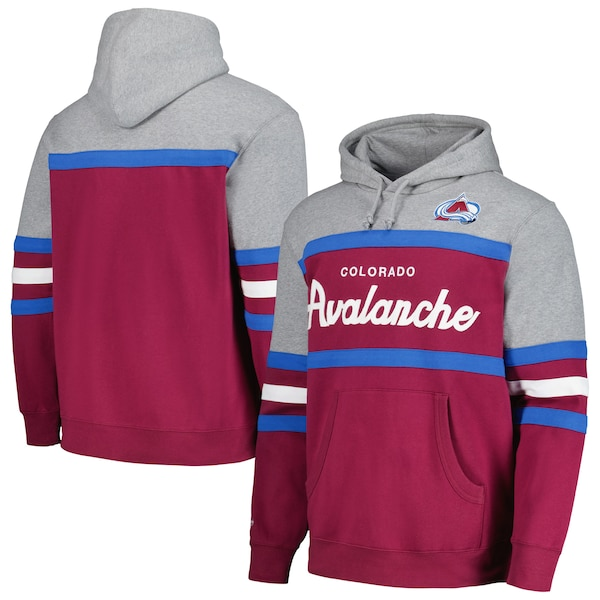 Men's Colorado Avalanche Mitchell & Ness Burgundy/Gray Head Coach Pullover Hoodie