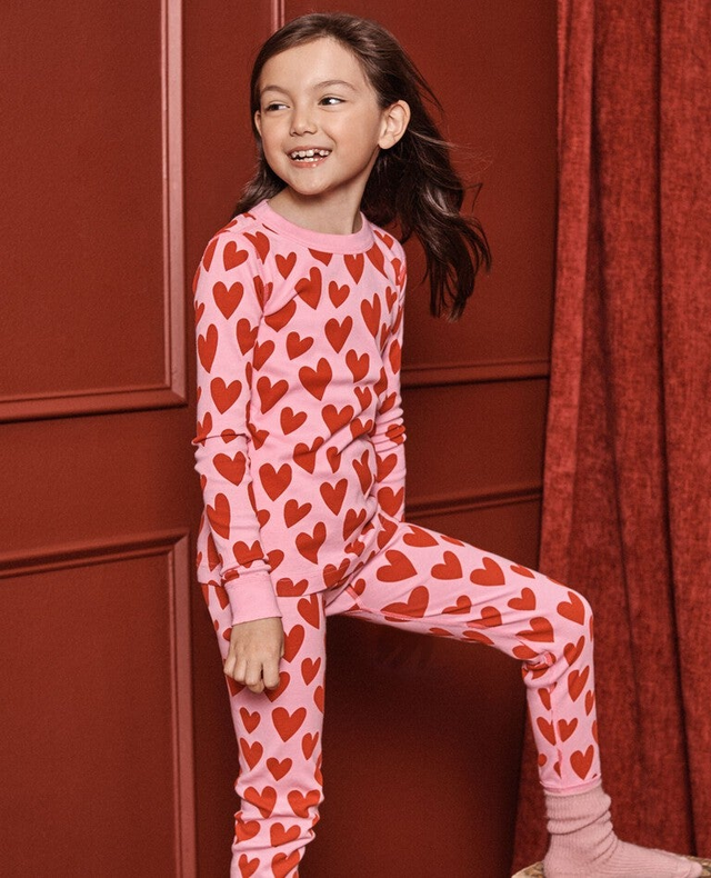 Kids Valentine's Long John Pajama Set