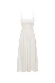 CREPE KNIT SQUARE NECK DRESS - CREAM