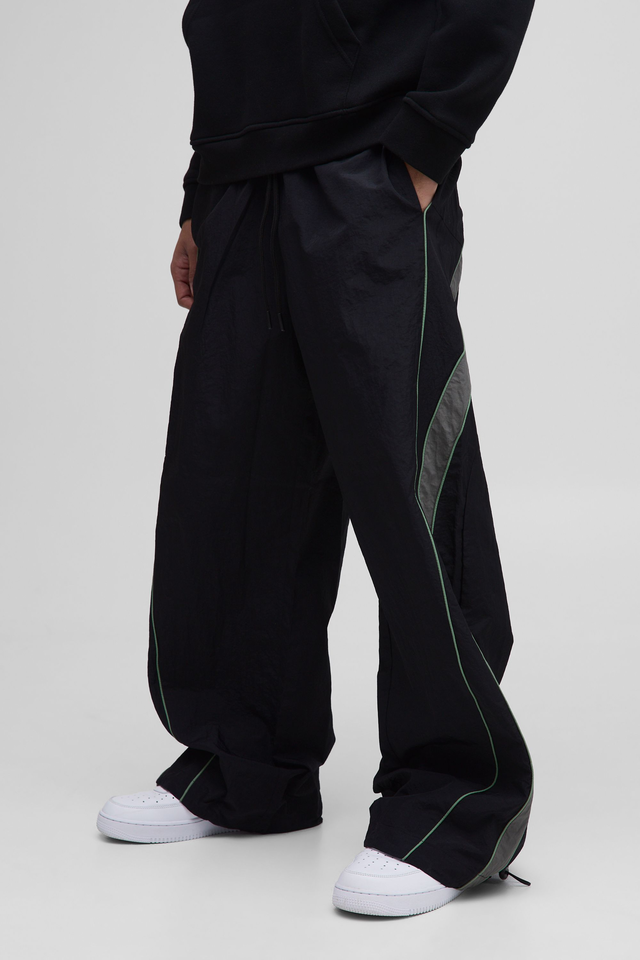 Elasticated Waist Parachute Side Stripe Pants | boohooMAN USA