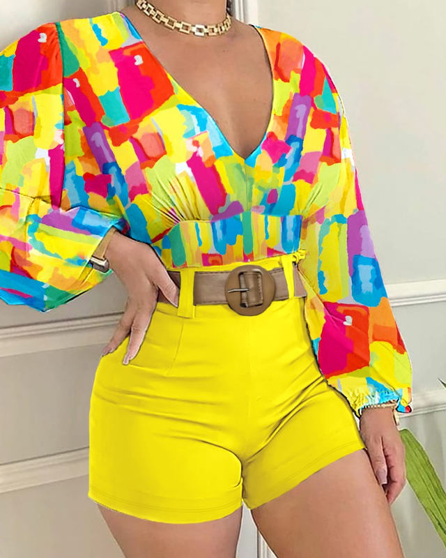 Melting Colors All Over Print Top & Shorts Set