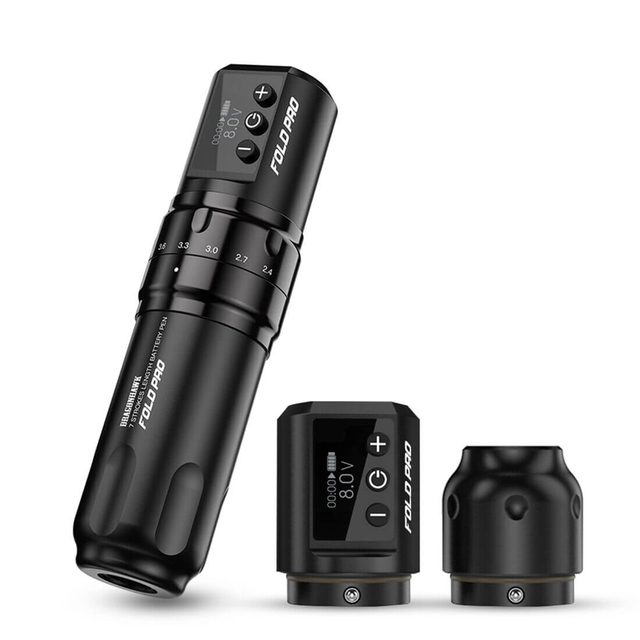 Dragonhawk Wireless Tattoo Pen Machine with 7 Stroke Lengths | Fold Pro (2 Batteries ver.)
