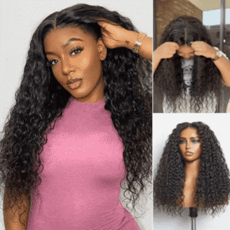 
        Julia Hair Affordable  6x4.75 Pre-Cut Lace Bye Bye Knots 13x4 Lace Front Human Hair Wig Glueless Water Wave Bye Bye Knots Put On And Go Wig
      