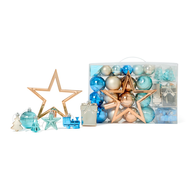 Christmas Festive Tropics Decoration 70 Pack - Blue & Gold