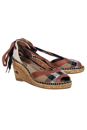 Burberry - Tan Signature Plaid Strappy Wedges Sz 10