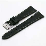 Vintage Epsom Italian Leather Onyx Black Watch Strap with Quick Release